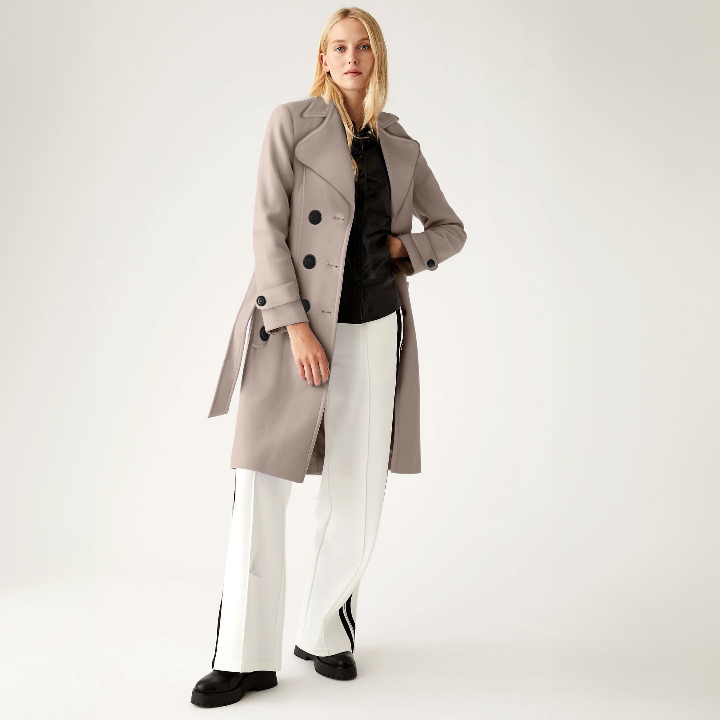 Fleece trench coat women's shop