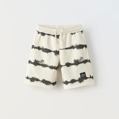 ZR Boy's Printed Design Terry Shorts Boy's Shorts Yasir Bin Asad Off White 6 Years 