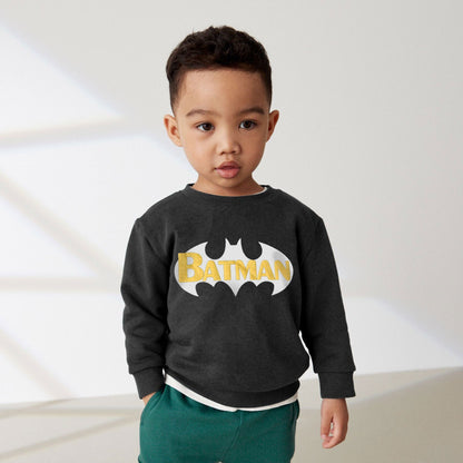 Tiny Teen Boy's Batman Printed Fleece Sweat Shirt boy's Sweat Shirt SNR Black 6-9 Months 