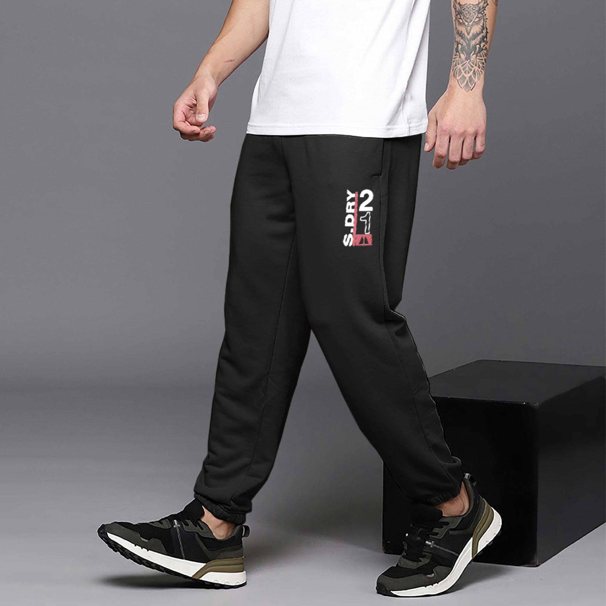 MAX 21 Men's S Dry Printed Fleece Joggers Pants Men's Jogger Pants SZK Black S 