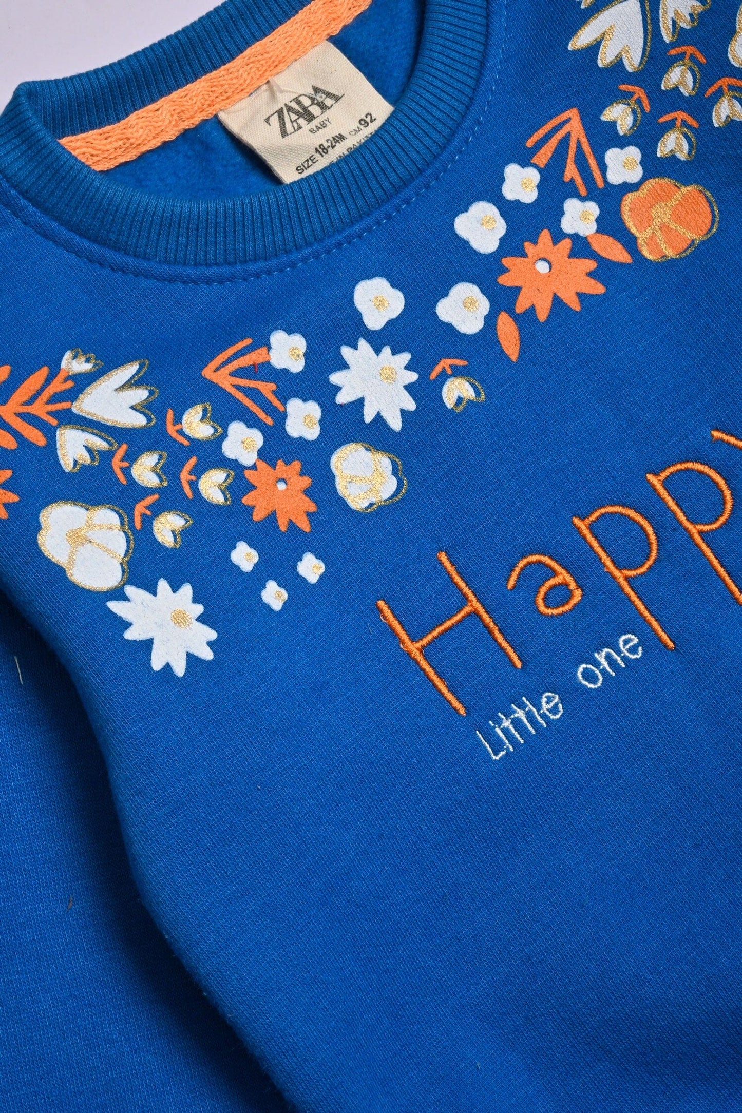 Kid's Floral Printed Happy Little One Minor Fault Fleece Sweat Shirt Kid's Sweat Shirt SNR 