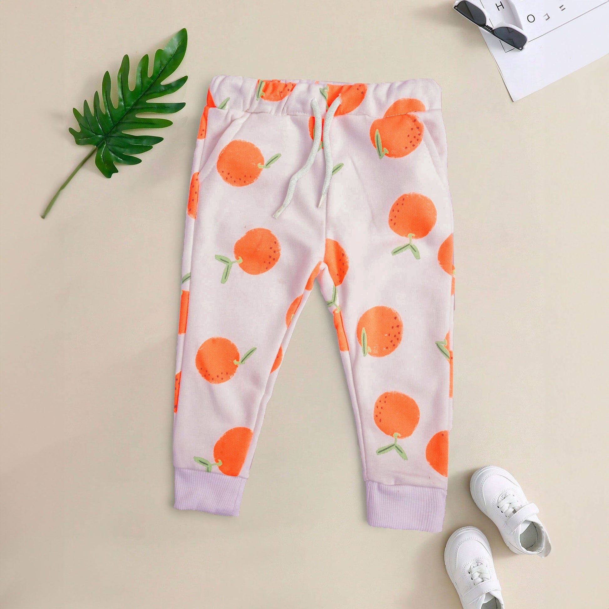 Lefties Kid's Orange Printed Terry Jogger Pants Kid's Trousers SNR Lavender 9-12 Months 