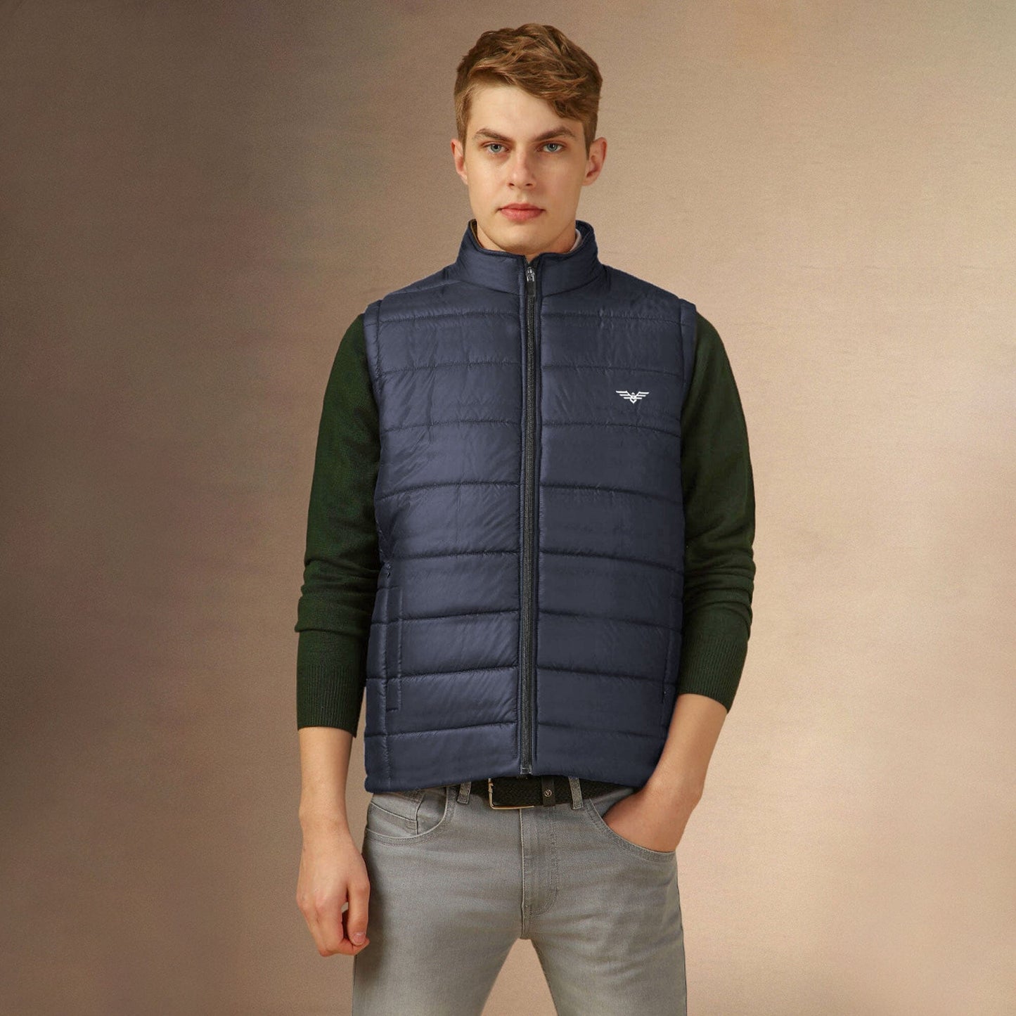 Eternity Men's Logo Embroidered Slim Fit Puffer Gilet Men's Gilet ETY Navy S 