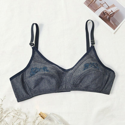 Meidian Women's Embroidered Padded Bra Women's Lingerie CPKM Navy 30 