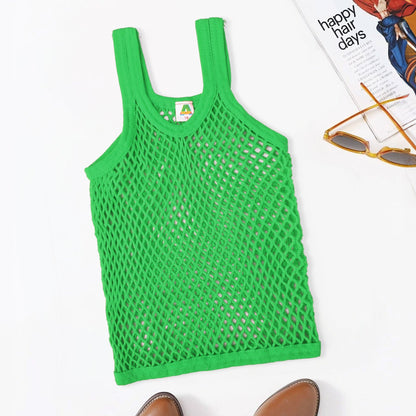 Kid's Knitted Net Sleeveless Sando Vest Kid's Underwear Yasir Bin Asad (Sale Basis) Green 18-24 Months (18) 