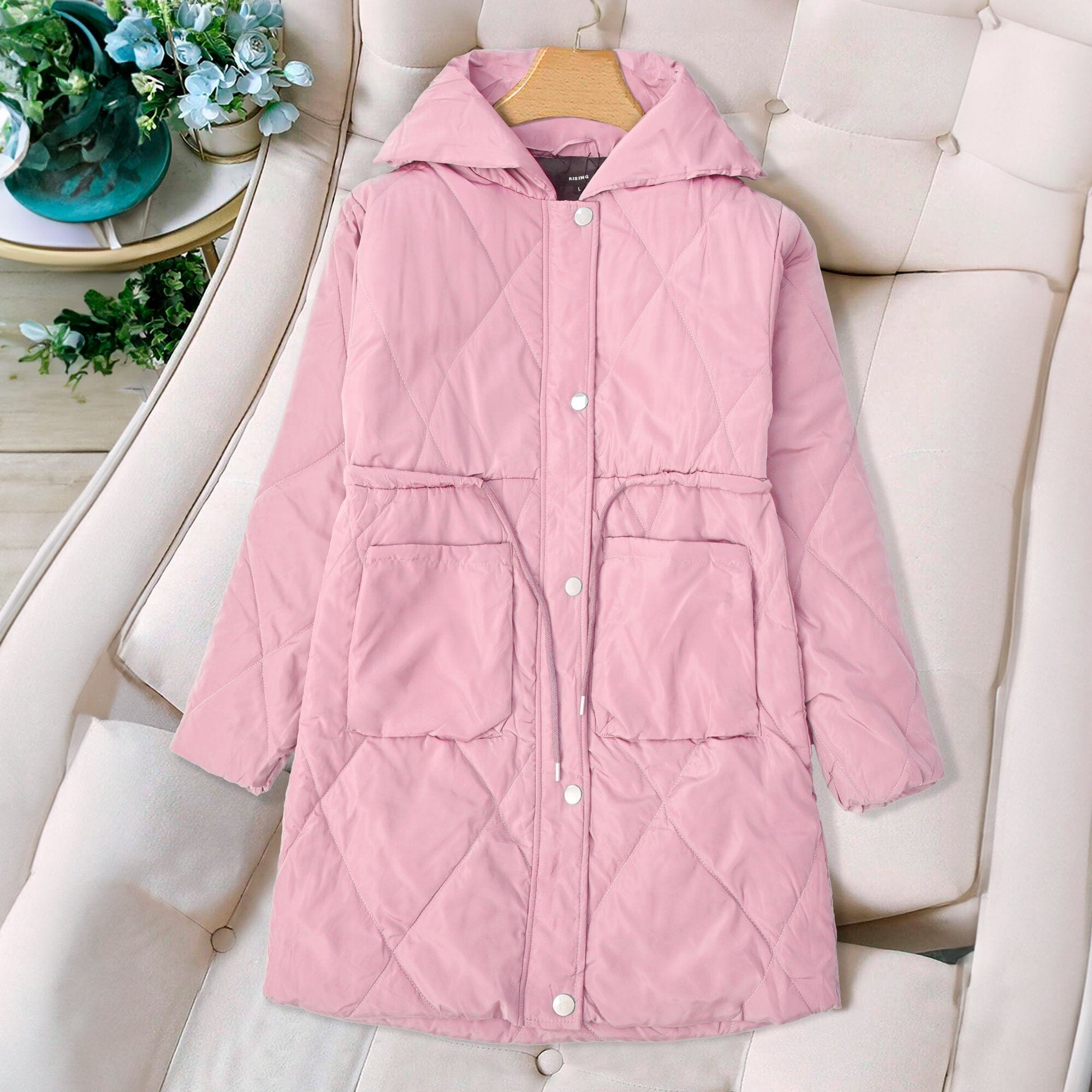 Pink down coat womens sales