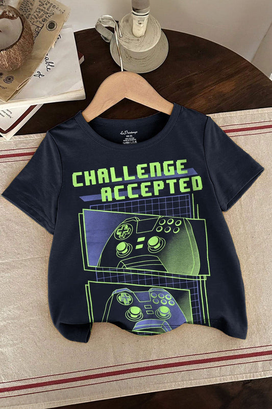 Le Printemps Boy's Challenge Accepted Printed Tee Shirt Boy's Tee Shirt Athar Traders 