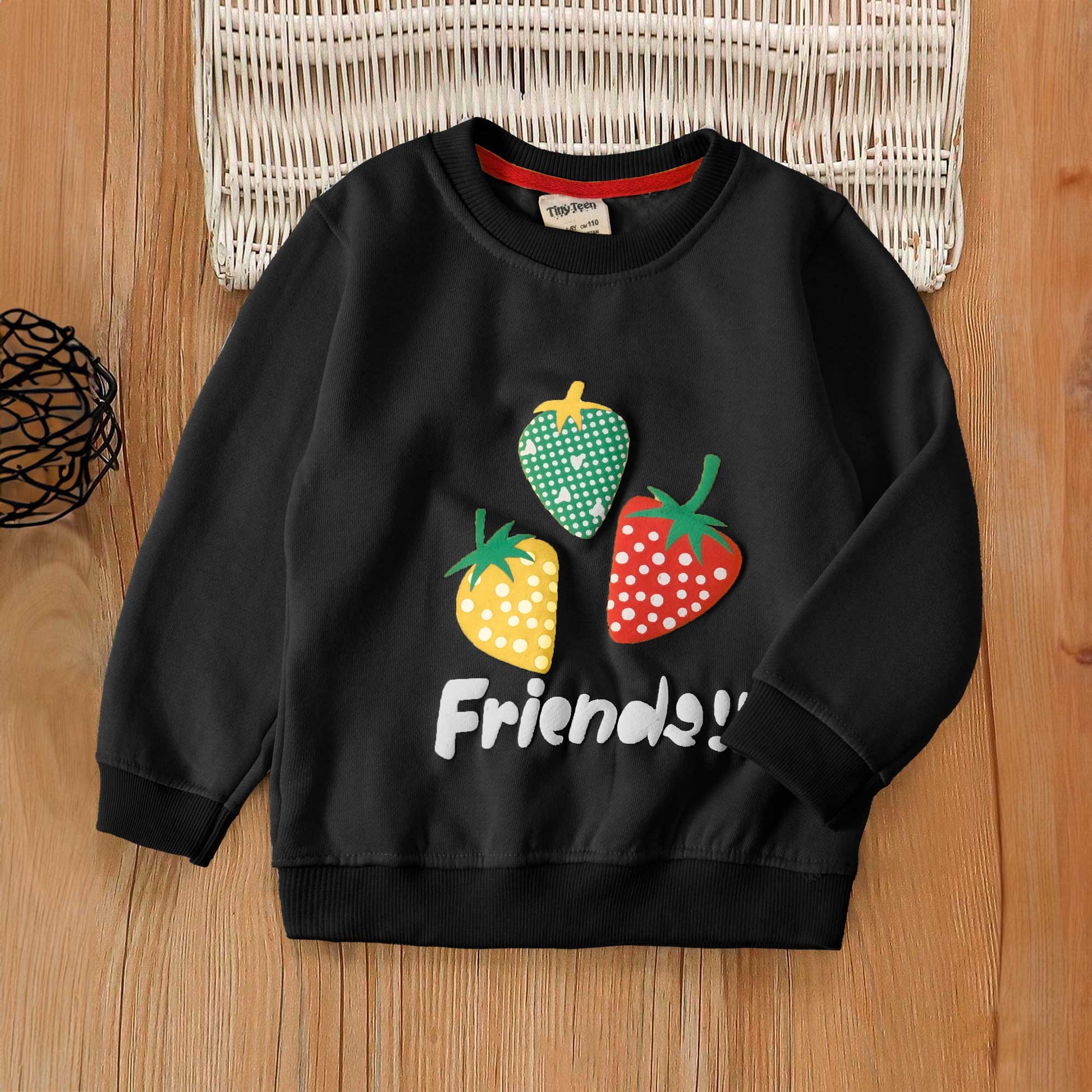 Tiny Teen Kid's Friends Printed Fleece Sweat Shirt kid's sweat shirt SNR Black 6-9 Months 