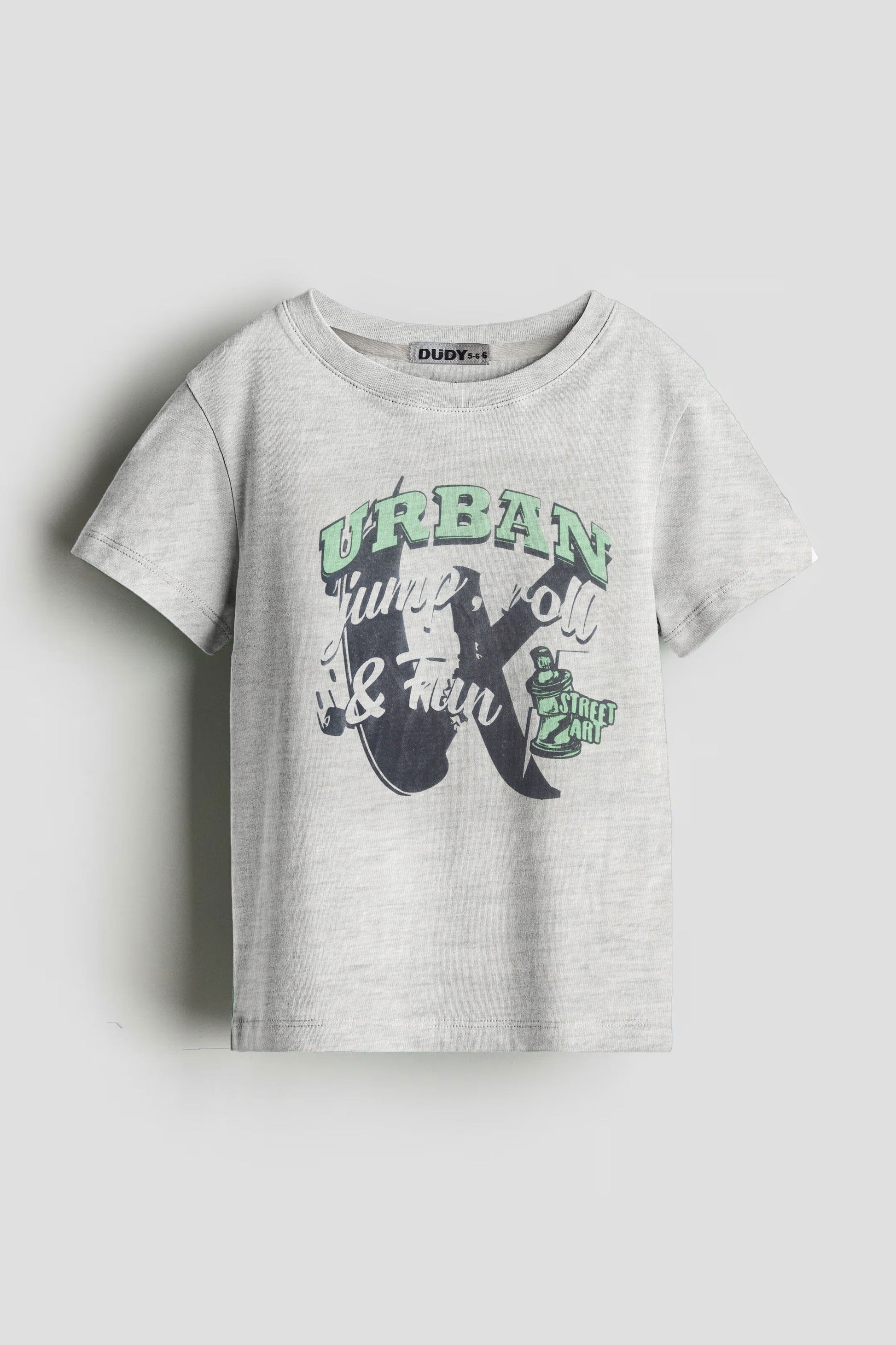 Dudy Kid's Urban Printed Tee Shirt Kid's Tee Shirt SZK Heather Grey 2-3 Years 