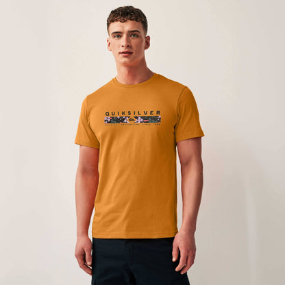 Men's Quik Silver Printed Crew Neck Tee Shirt Men's Tee Shirt SZK Yellow S 