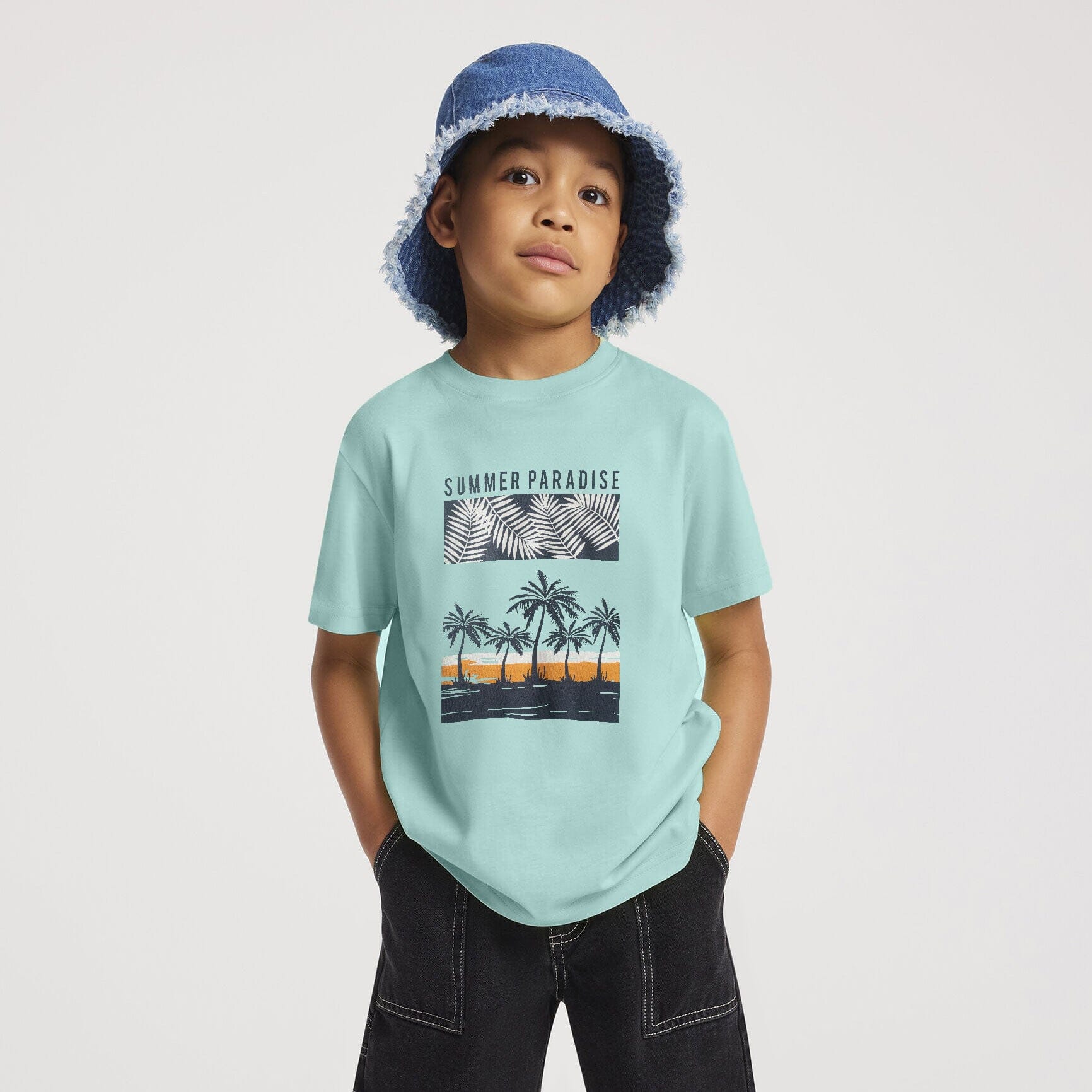 TA Boy's Summer Paradise Printed Tee Shirt Boy's Tee Shirt Minhas Garments Turquoise 2 Years 