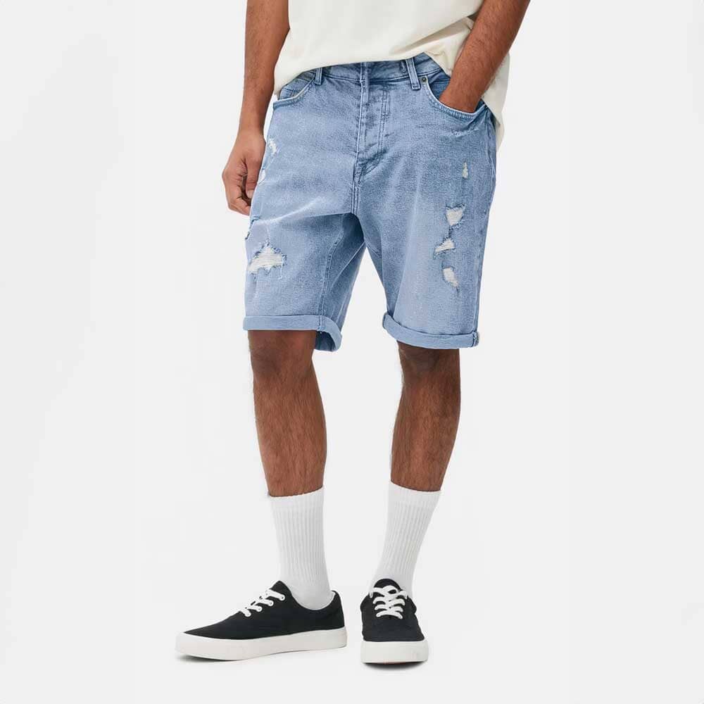 Denim Collection Men's Ripped Denim Shorts Men's Shorts HAS Apparel Blue 26 19