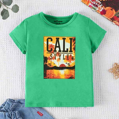 Le Printemps Boy's Cali Style Printed Tee Shirt Boy's Tee Shirt Athar Traders Green XS(4 Years) 