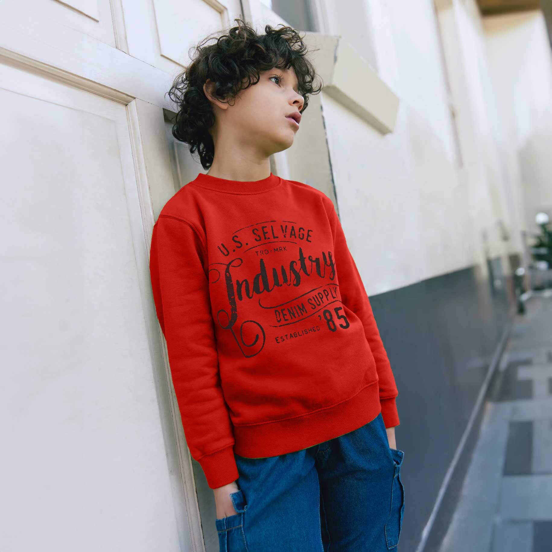 Join Life Kid's Industry 85 Printed Fleece Sweat Shirt Kid's Sweat Shirt SNR Red 2 Years 