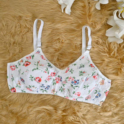 Women's Rose Printed Basic Cotton Bra Women's Lingerie CPKM White 30 