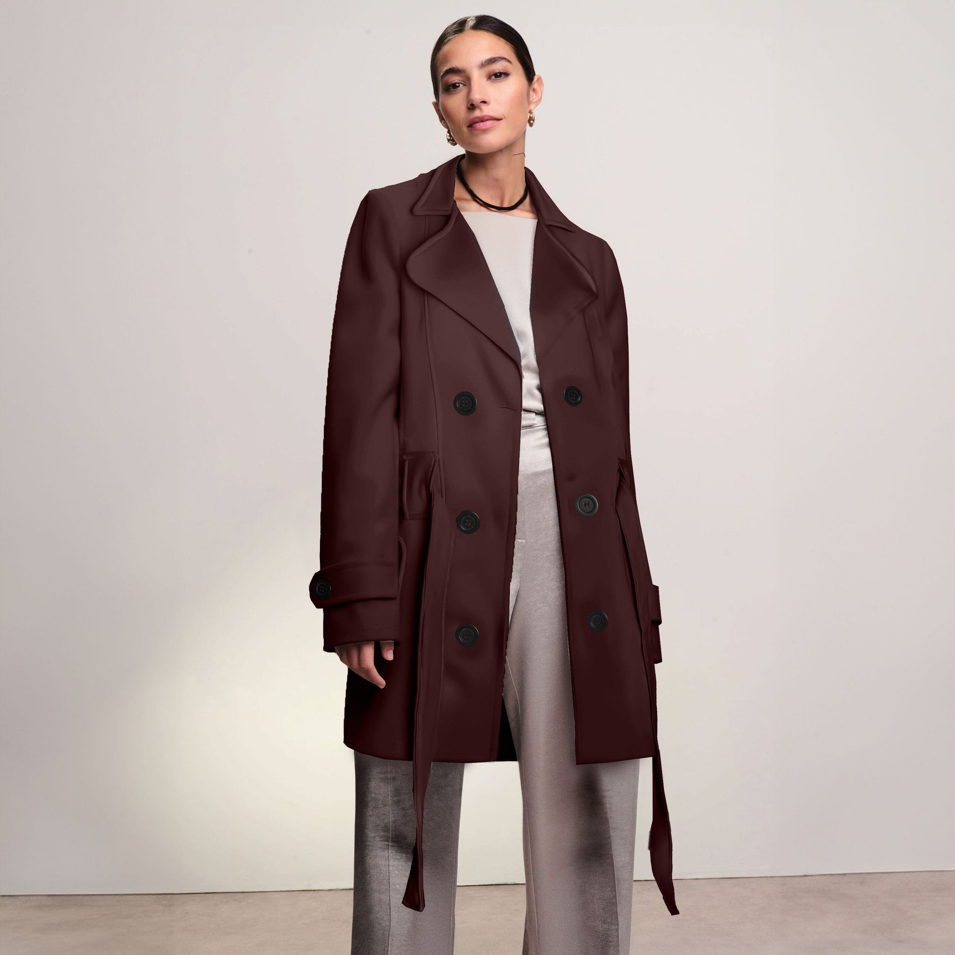 Rising Women's Fleece Trench Coat Women's Jacket Rooshani Enterprises Chocolate S 