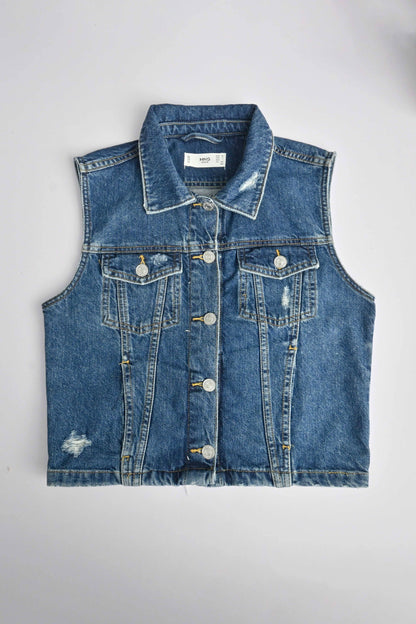 MNG Women's Sleeveless Distressed Denim Jacket Women's Jacket SNR 