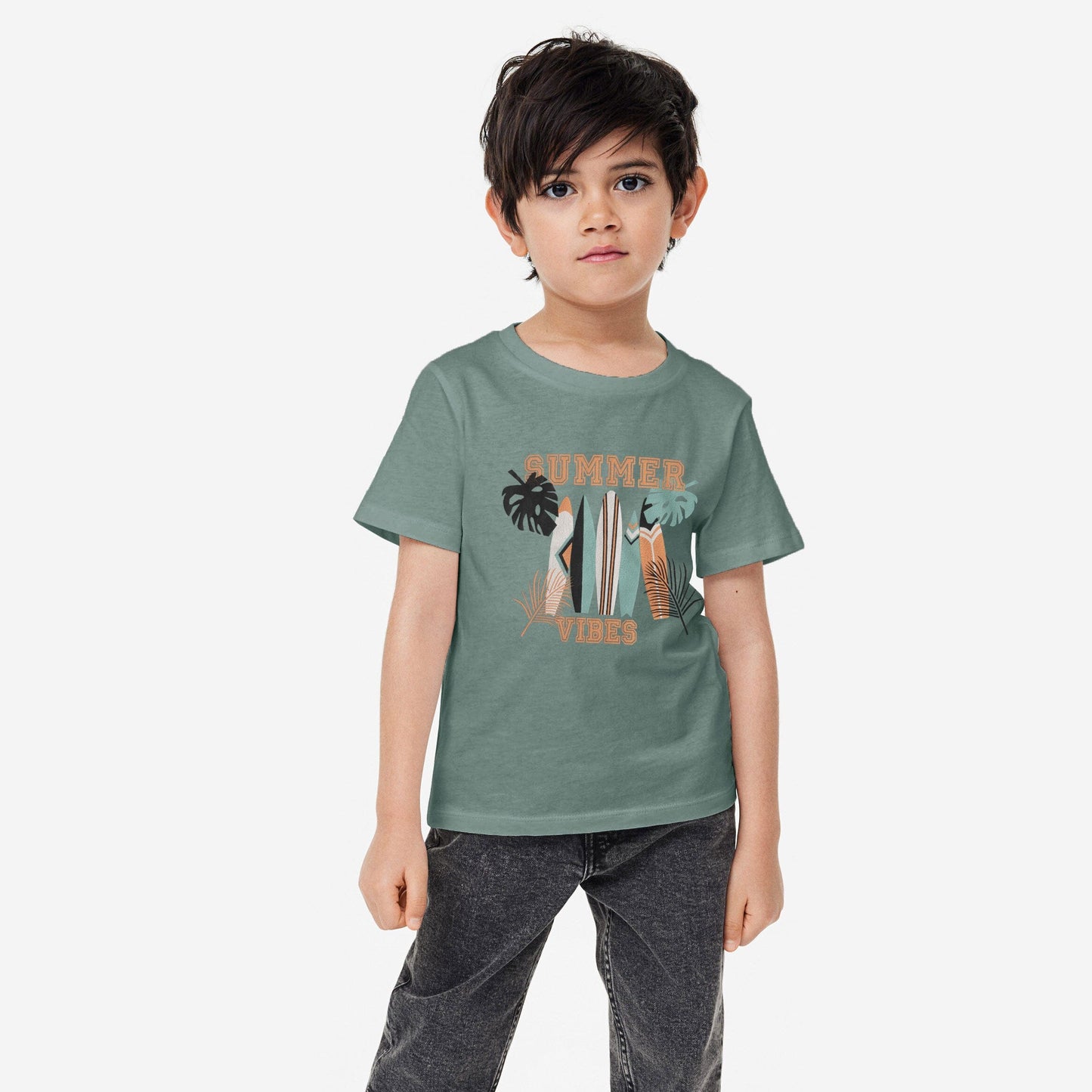 TA Boy's Summer Vibes Printed Minor Fault Tee Shirt Boy's Tee Shirt Minhas Garments Turquoise 2 Years 