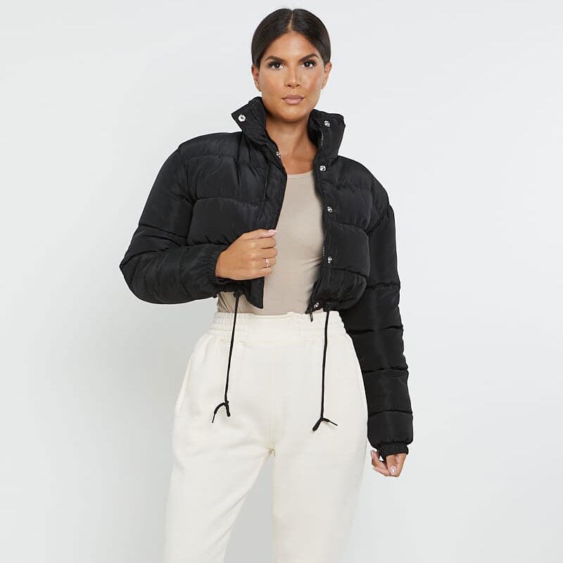 Rising Women's Padded Puffer Crop Jacket Women's Jacket Rooshani Enterprises Black XS 