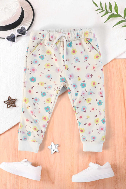 Lefties Kid's Floral Printed Terry Jogger Pants Kid's Trousers SNR 