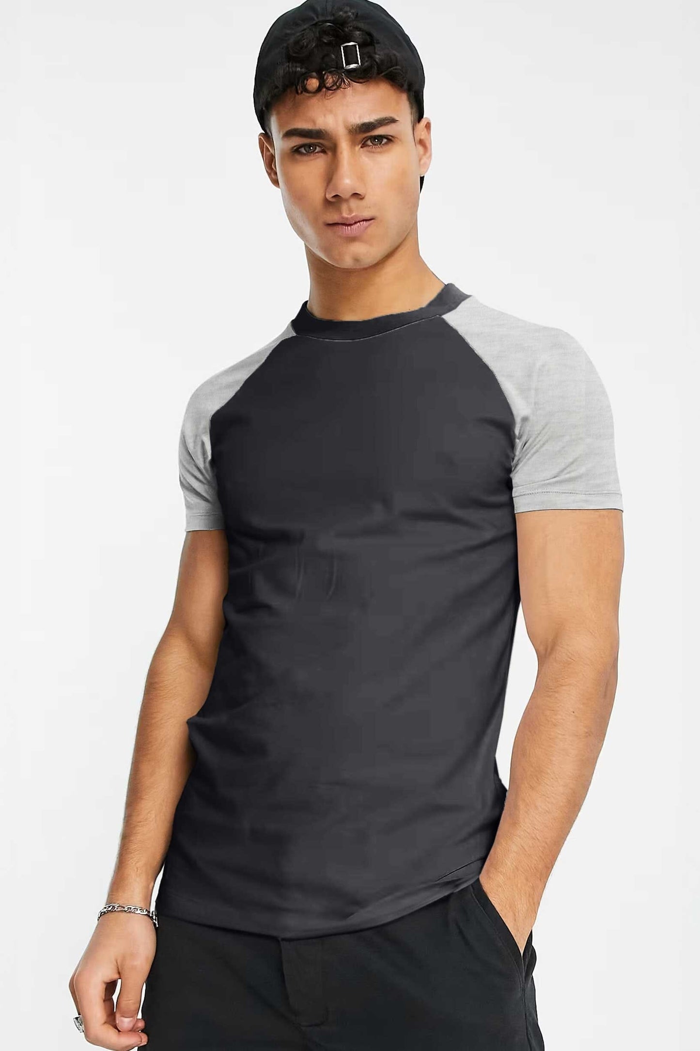 Men's Contrast Design Raglan Sleeve Minor Fault Tee Shirt