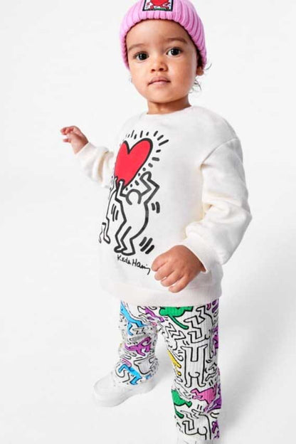 HM Kid's Heart Printed Terry Sweat Shirt Kid's Sweat Shirt SNR 