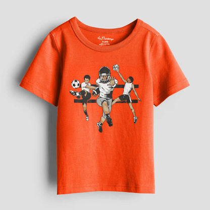 Le Printemps Boy's Players Printed Tee Shirt Boy's Tee Shirt Athar Traders Coral XS(4 Years) 