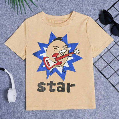 Kid's Molo Star Printed Short Sleeve Tee Shirt Kid's Tee Shirt KMG Beige 2 Years 