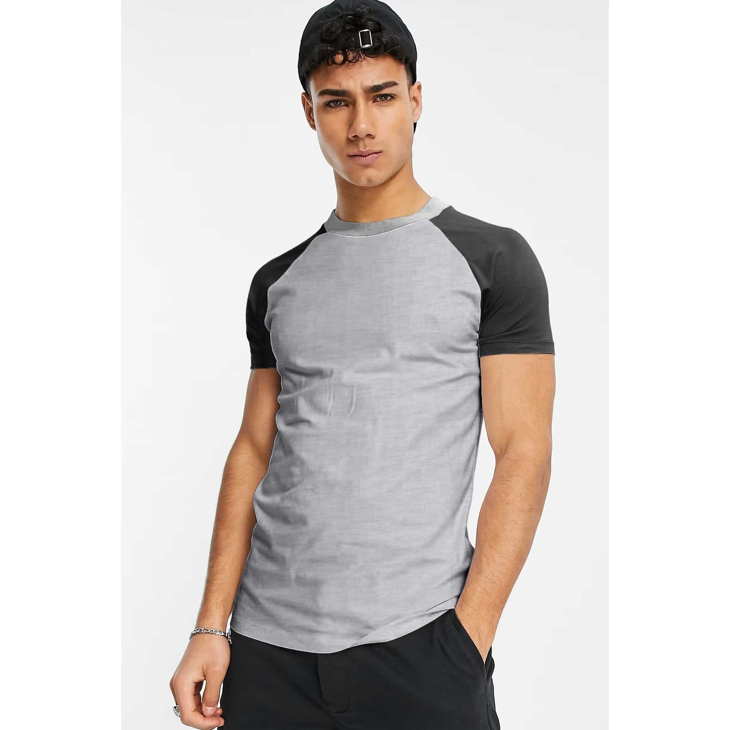 Men's Contrast Design Raglan Sleeve Minor Fault Tee Shirt