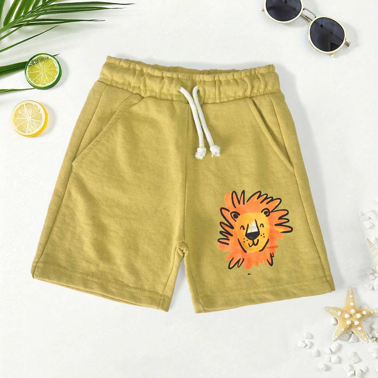 Lefties Boy's Lion Printed Classic Terry Shorts Boy's Shorts SNR Yellow 4-5 Years 