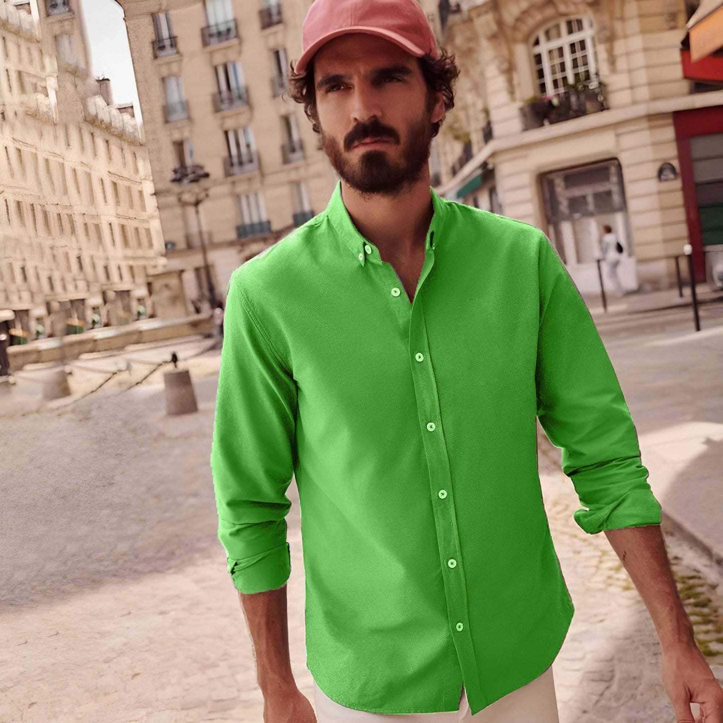 Polo Republica Men's Solid Design Minor Fault Casual Shirt Minor Fault Polo Republica Green S 