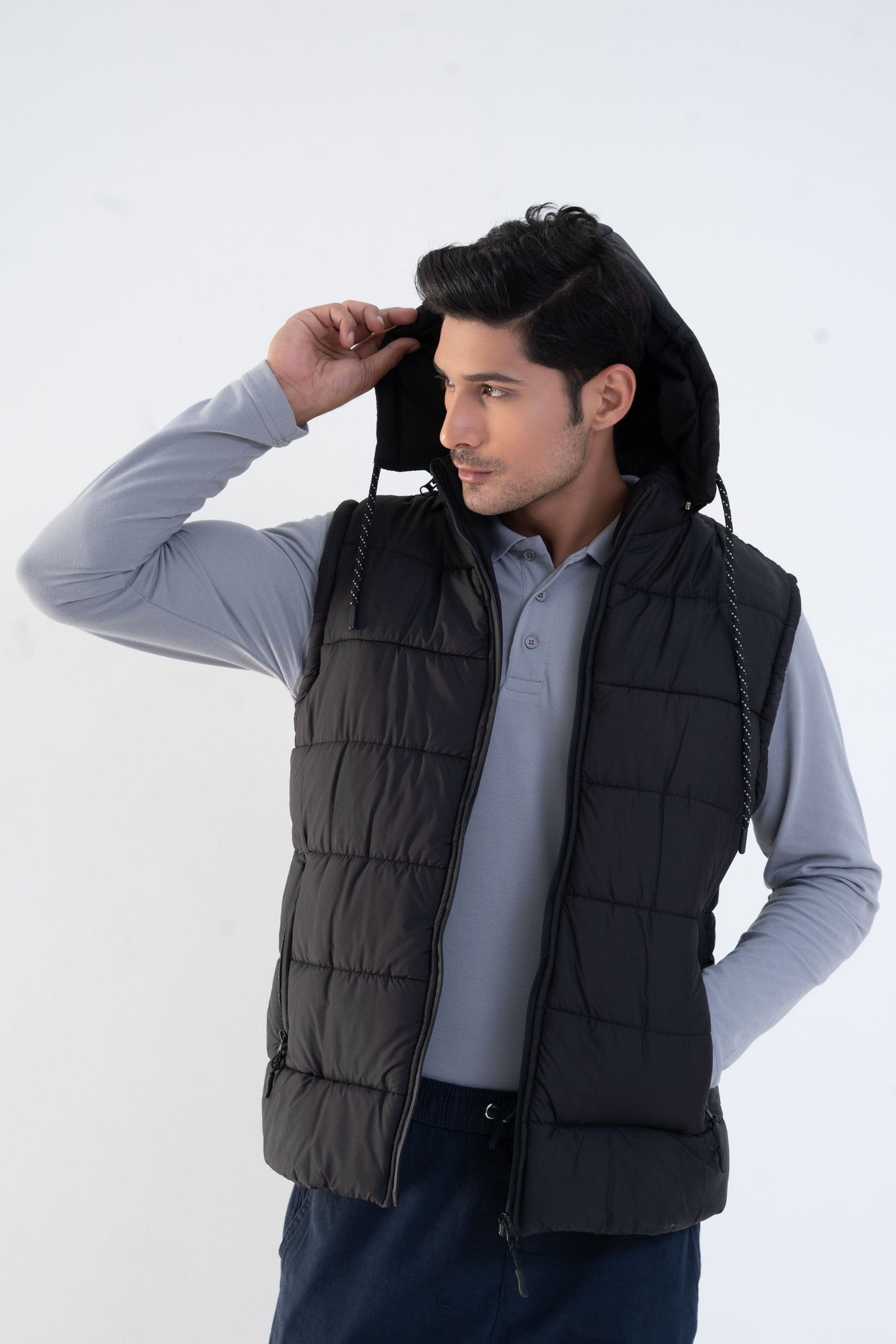 Men's Detachable Hood Puffer Gilet Men's Gilet Fiza International Co. 