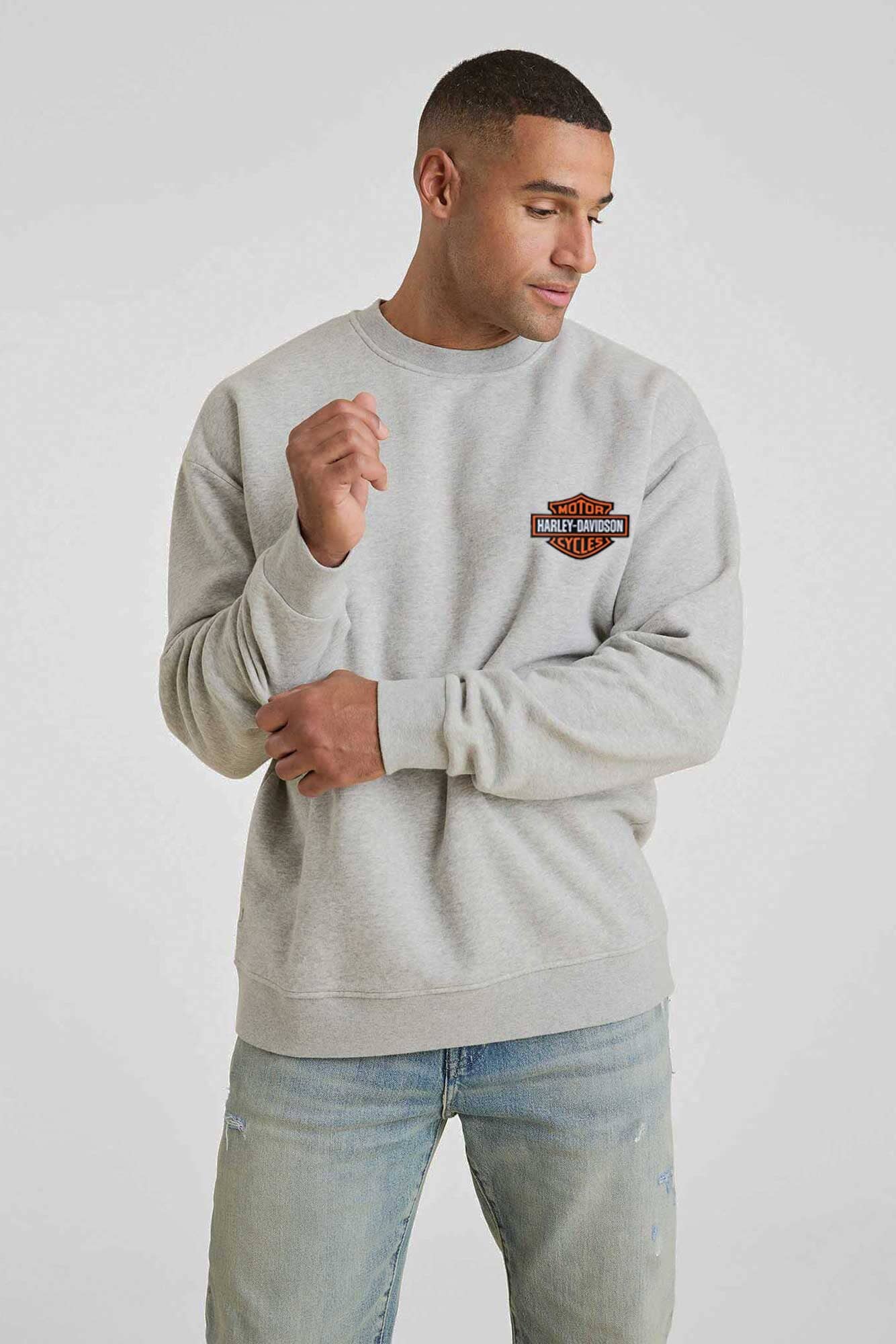 Cut Label Men's Harley Davidson Sweat Shirt Men's Sweat Shirt Salman Rahim Heather Grey S 