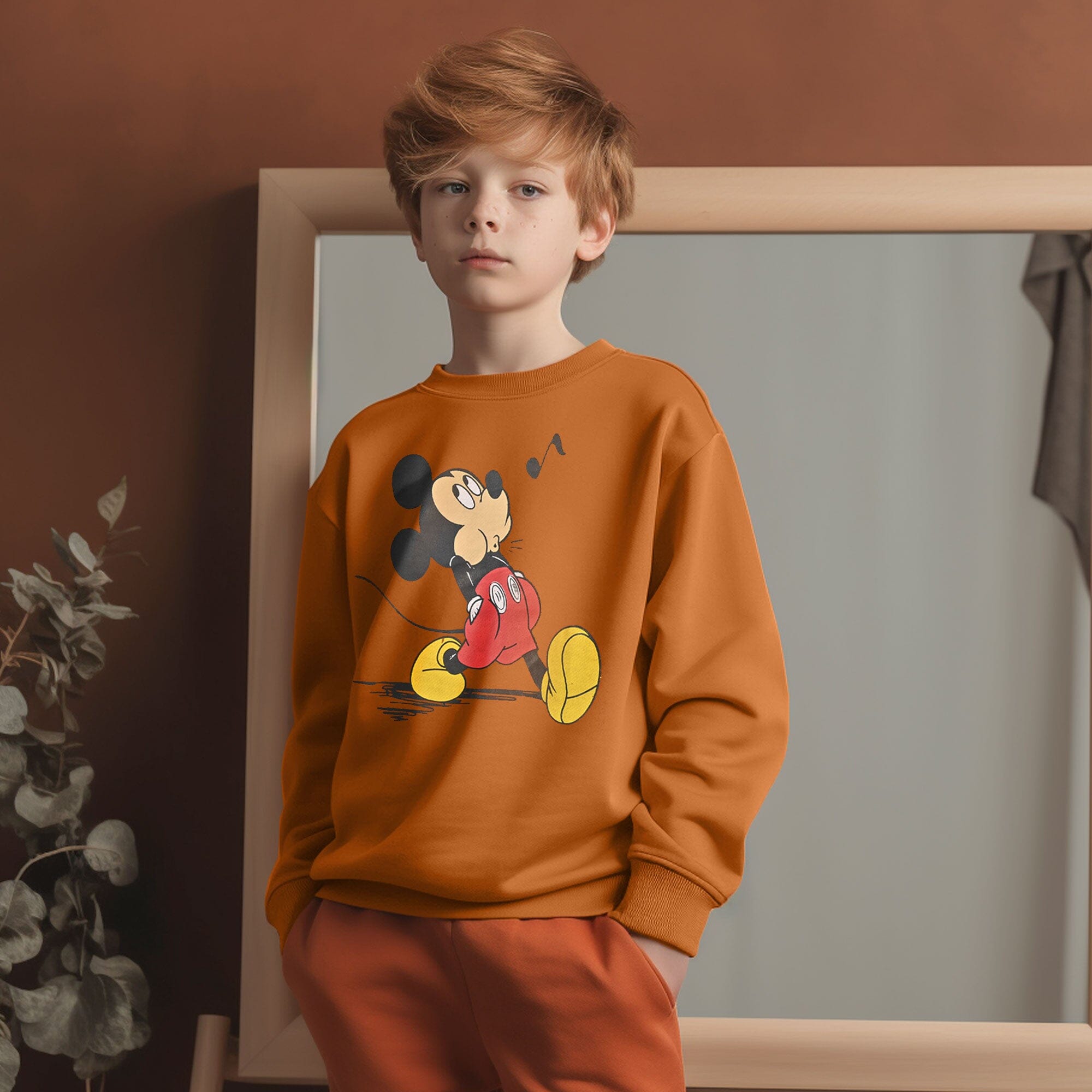 Minoti Kid's Mickey Mouse Printed Fleece Sweat Shirt