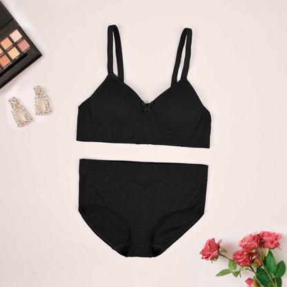 Women's Elegance Push Up Padded Bra & Pantie Set Women's Lingerie RAM Black 34 