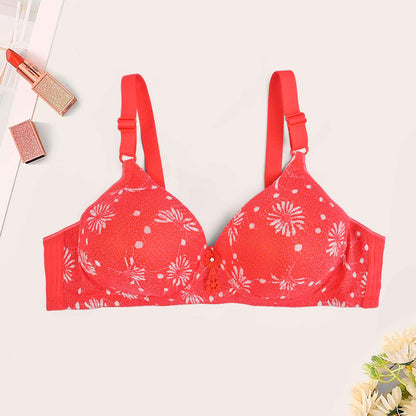 Liangnjia Women's Daisy Floral Push Up Padded Bra Women's Lingerie SRL Hot Pink 30 