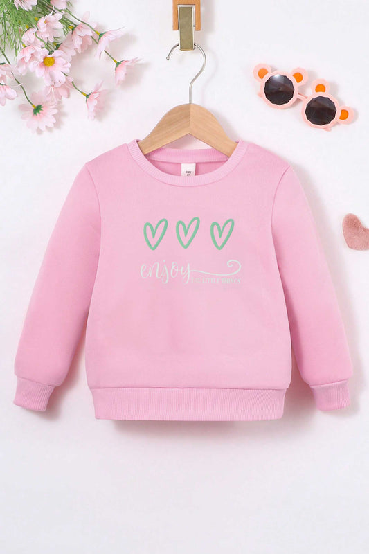 Cut Label Girl's Enjoy The Little Things Printed Fleece Sweat Shirt Girl's Sweat Shirt SNR 