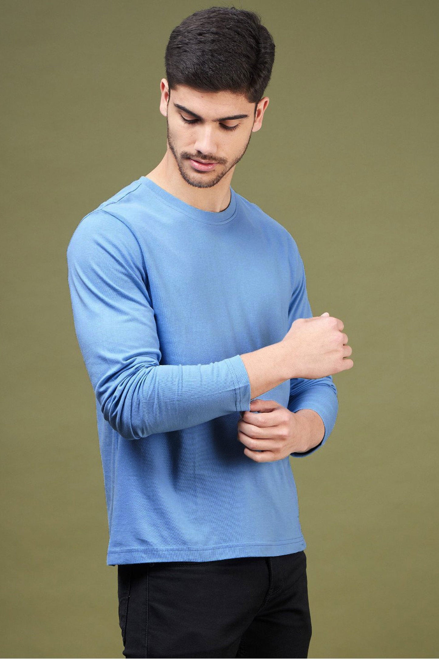 Men's Crew Neck Long Sleeve Tee Shirt Men's Tee Shirt Ibrahim Traders ( SALE BASIS ) Sky S 