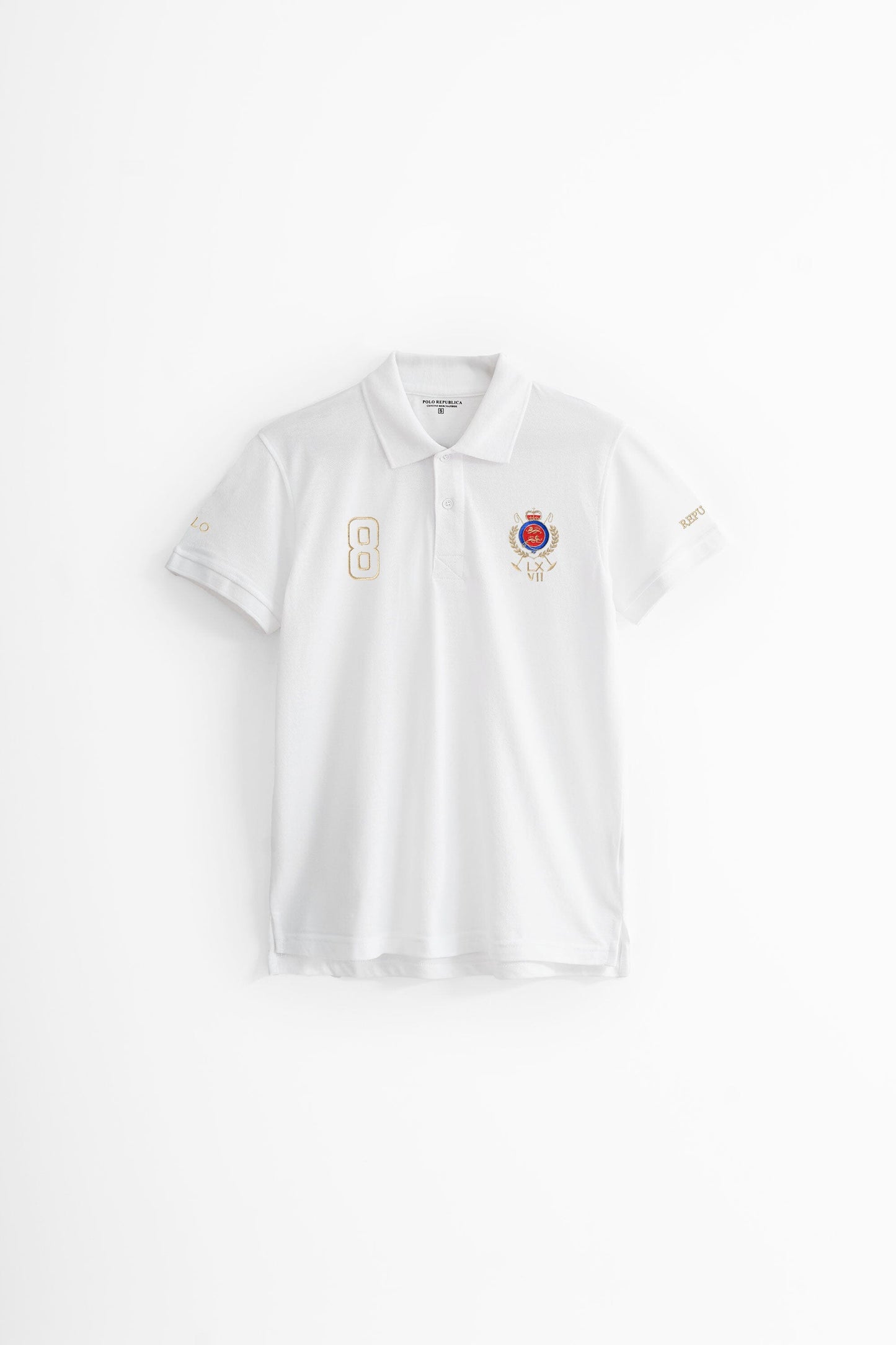 Polo Republica Men's Crest & Polo Republica 8 Embroidered Polo Shirt Men's Polo Shirt Polo Republica 