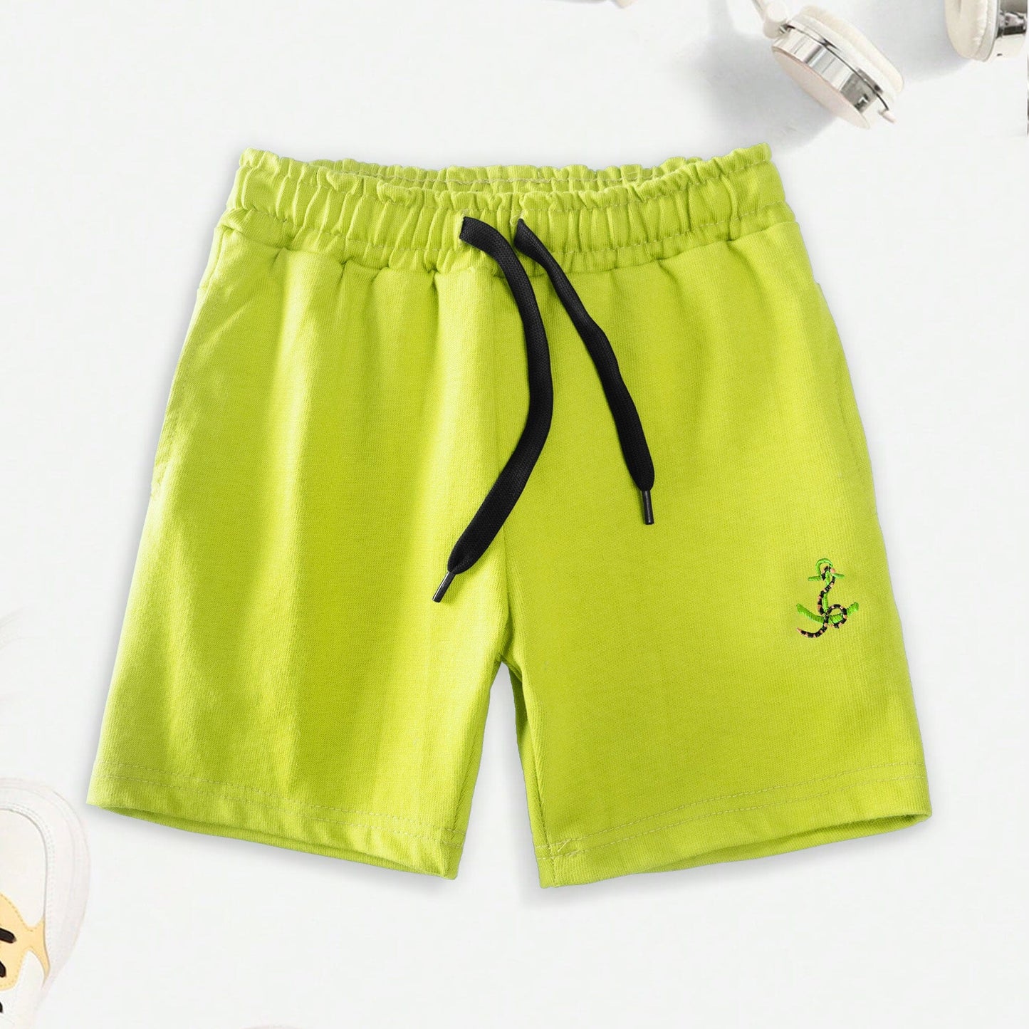 Max 21 Boy's Leduc Anchor Embroidered Shorts Boy's Shorts SZK Lime 3-4 Years 