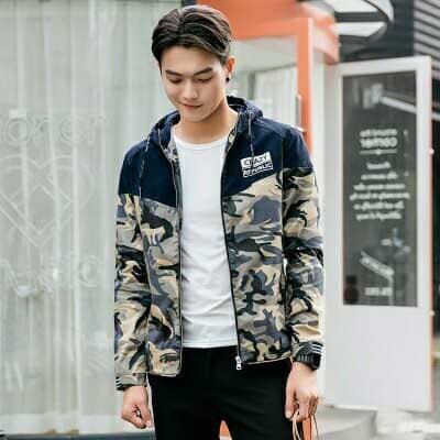 Crazy Republic Men s Camo Style Long Sleeve Hooded Zipper Jacket