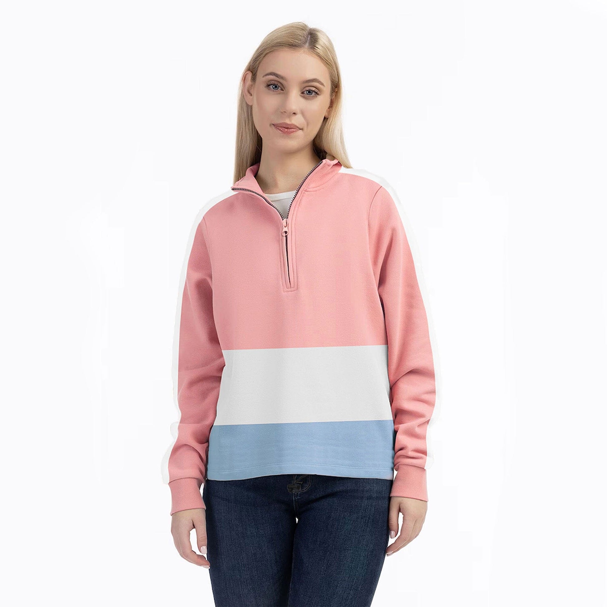 East West Women's Terry Quarter Zipper Sweat Shirt Women's Sweat Shirt East West 