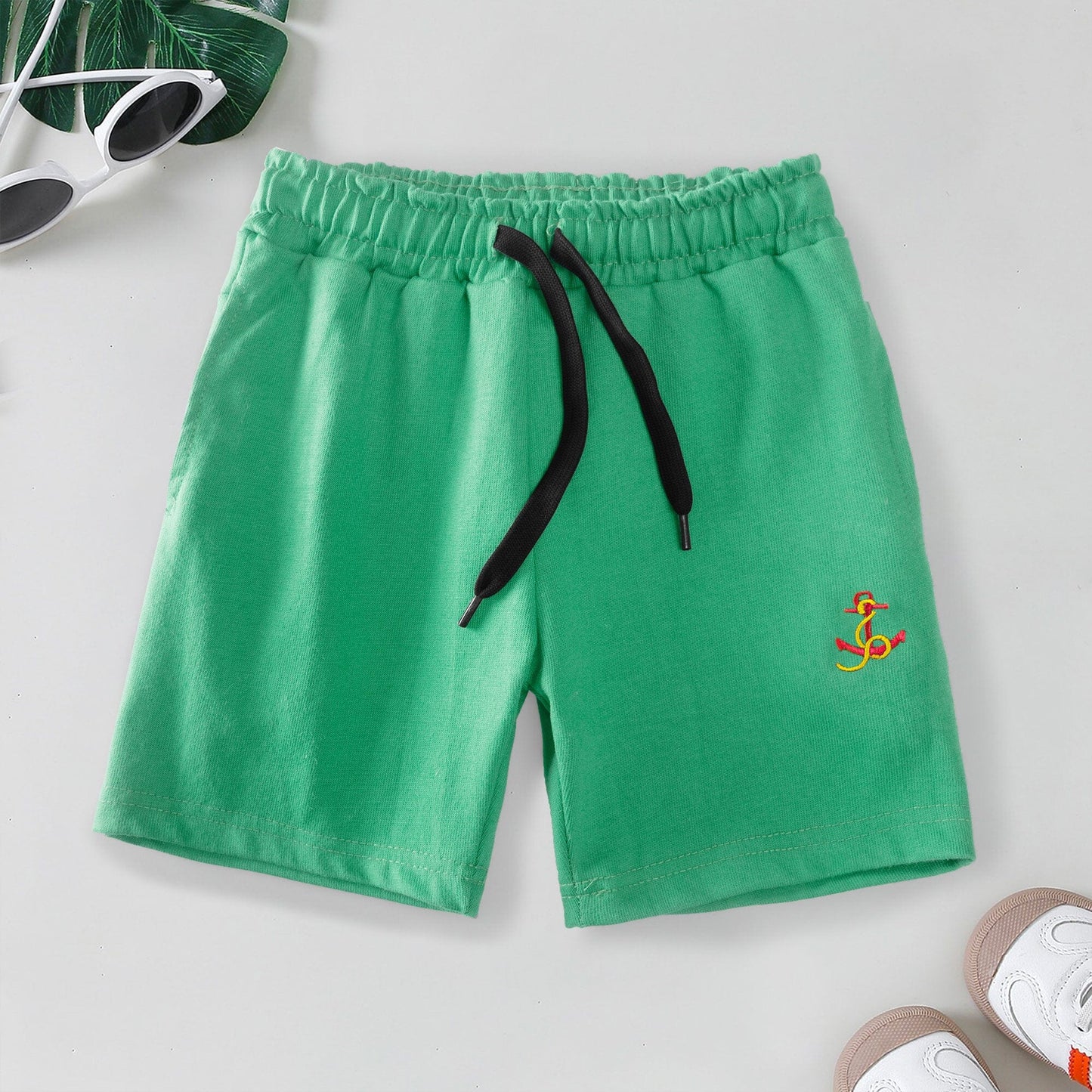 Max 21 Boy's Anchor Embroidered Shorts Boy's Shorts SZK Aqua Green 3-4 Years 