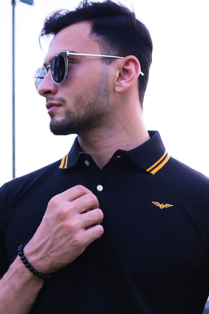 Eternity Men's Logo Embroidered Tipped Collar Design Premium Polo Shirt Men's Polo Shirt ETY 