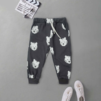 Lefties Boy's Bear Face Printed Fleece Jogger Pants Boy's Trousers SNR Slate Grey 9-12 Months 