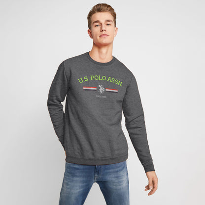 USPA Men's Since 1890 Printed Fleece Sweat Shirt Men's Sweat Shirt Fiza Charcoal XS 