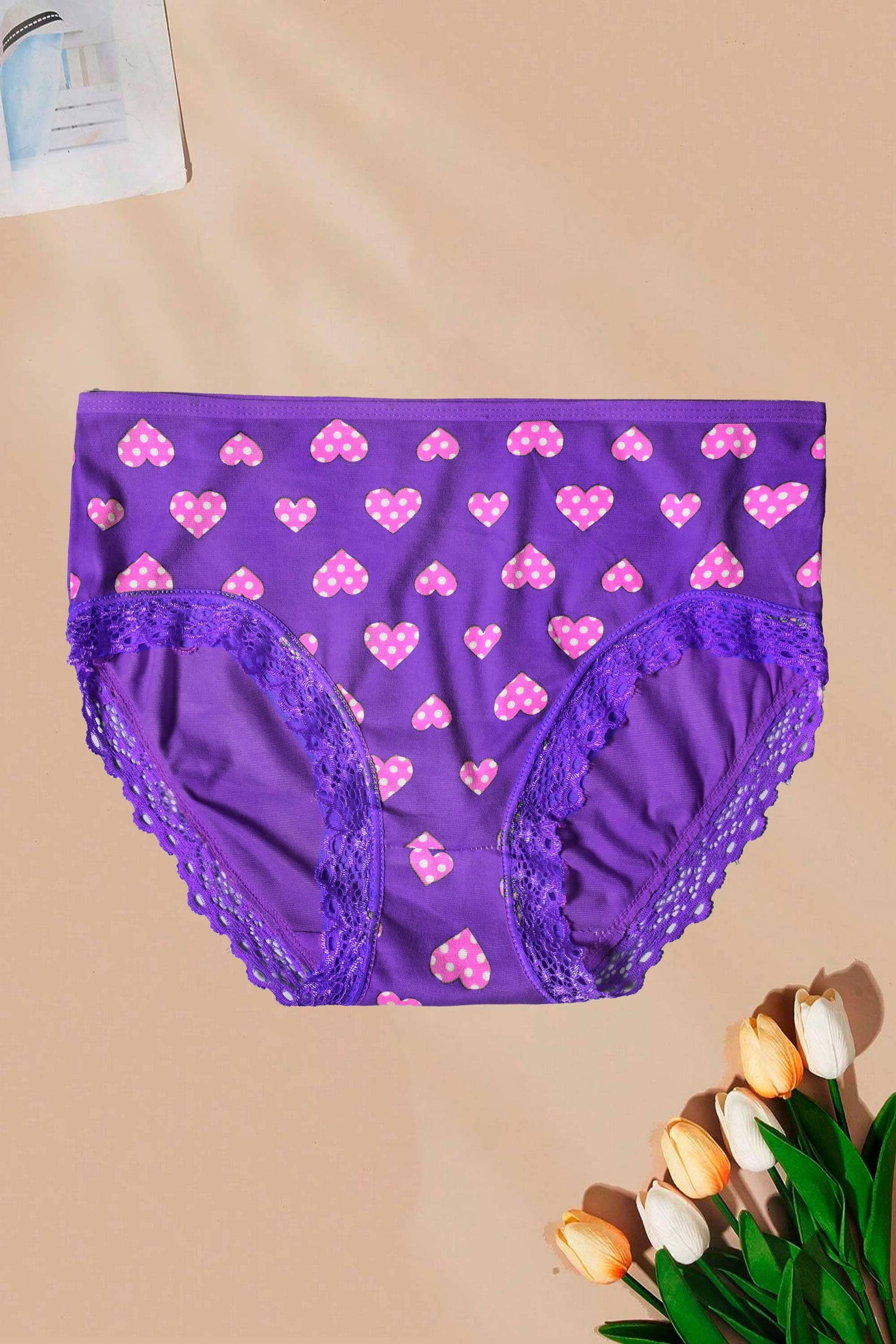 Women's Heart Printed Net Design Under Wear Women's Lingerie RAM 