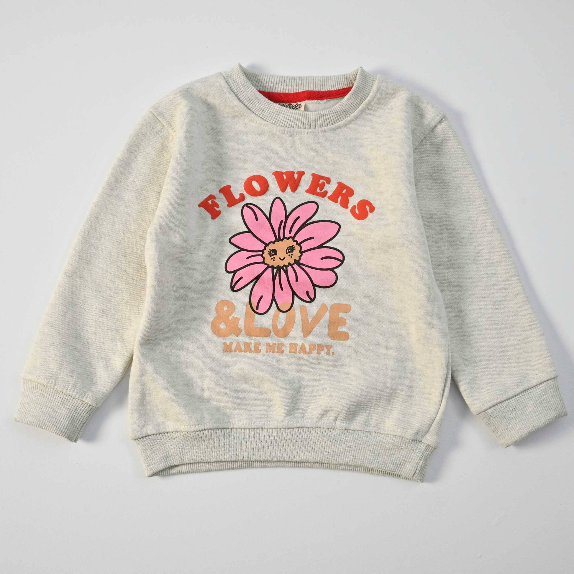 Tiny Teen Kid's Flowers & Love Printed Fleece Minor Fault Sweat Shirt