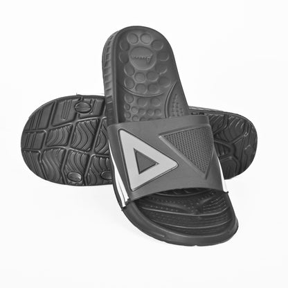 Aerofit Men's Contrast Triangle Design Comfort Slides Men's Shoes SNAN Traders Black & Grey EUR 39 