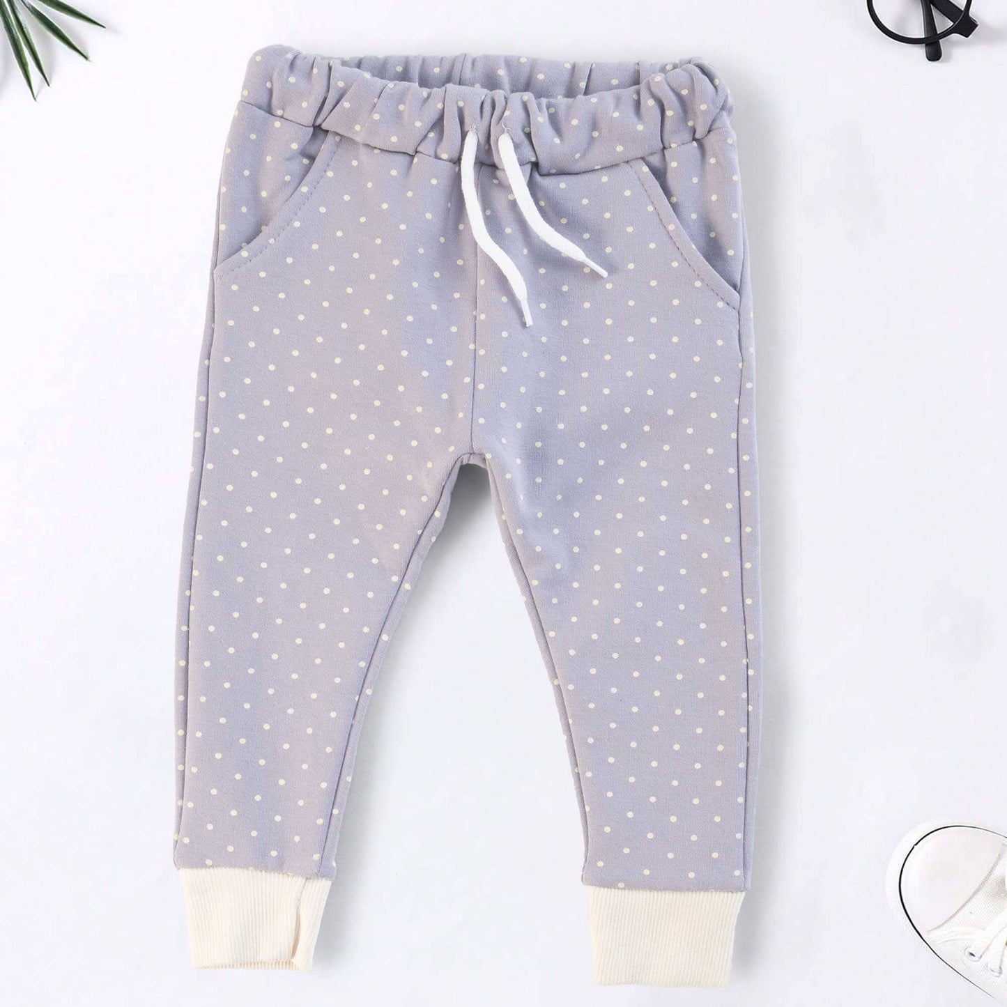 Lefties Kid's Dots Design Fleece Jogger Pants Kid's Trousers SNR Lavender 9-12 Months 